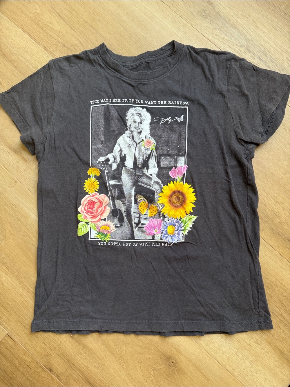 Dolly Parton Black Graphic Tee with White Print